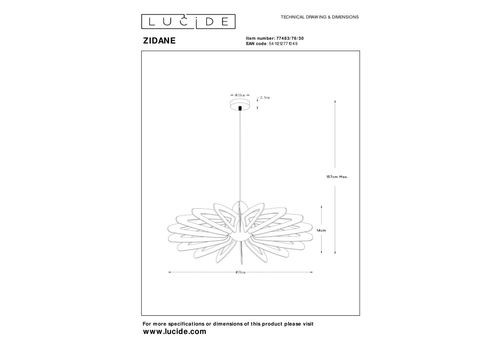  Подвесной светильник Lucide ZIDANE 77483/76/30, фото 6 