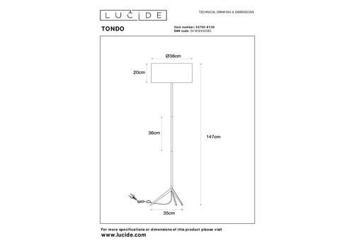  Торшер Lucide TONDO 45790/81/30, фото 3 