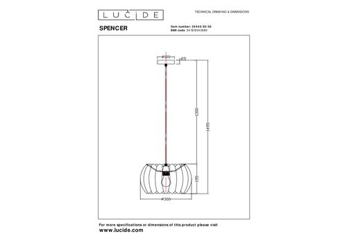  Подвесной светильник Lucide SPENCER 34445/30/30, фото 6 