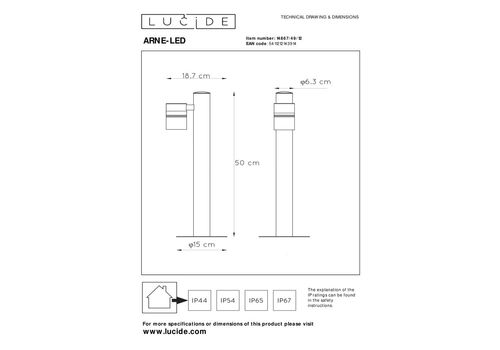  Уличный светильник Lucide ARNE-LED 14867/49/12, фото 4 