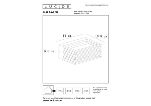  Настенный уличный светильник Lucide MALTA-LED 15800/05/30, фото 6 