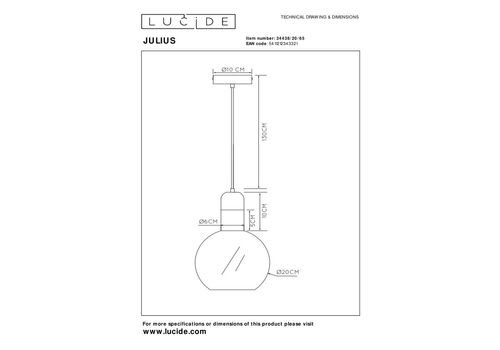  Подвесной светильник Lucide JULIUS 34438/20/65, фото 7 