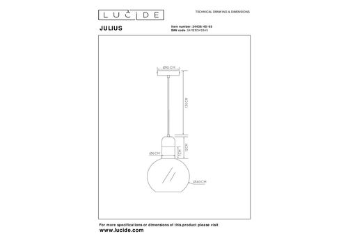  Подвесной светильник Lucide JULIUS 34438/40/65, фото 7 